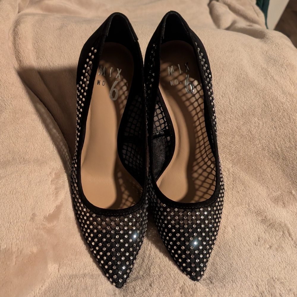 Mix No. 6 Black and Silver Studded Heels - Picture 2 of 3